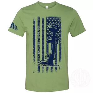 Iron Gods Honor The Fallen T-Shirt Distressed American Flag US Armed Forces - Picture 1 of 6