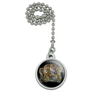Lion Tiger Snow Leopard Big Cats Ceiling Fan and Light Pull Chain - Picture 1 of 5