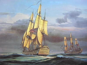 Hoyne Bonhomme Richard Tall Sailing Ship Frigate Print - Picture 1 of 1
