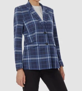 Jones New York Women's Blue Plaid Two Button Blazer Jacket Size XL - Picture 1 of 3
