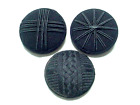 3 LARGE ANTIQUE FABRIC BUTTONS BLACK THREAD WRAPPED & WOVEN COAT CLOAK SIZE