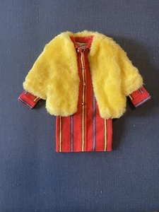 Barbie Vintage Smasheroo #1860 gelbe Pelzjacke rot gestreift Shirtkleid 1968-9 - Bild 1 von 7
