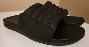 Olukai Men's Size 9 Black Maha 'Olu Leather Slides - Picture 1 of 7