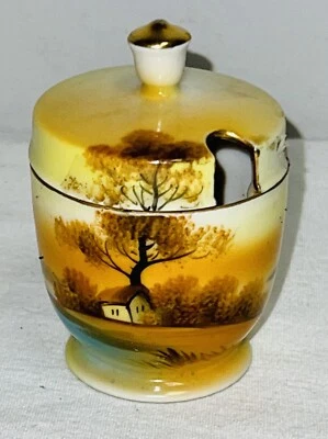 Noritake TREE IN THE MEADOW 3 1/4" MUSTARD JAR w/LID - Image 1 of 3
