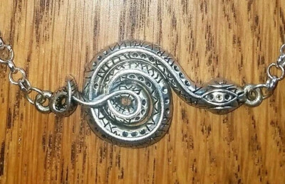  Collar Gargantilla Plata Tibetana, Serpiente Gótica, Serpiente Nórdica, Cadena Plateada Foto 1 de 4