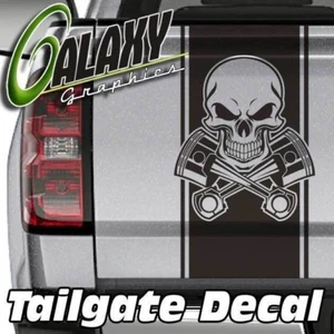 Skull & Pistons Truck Bed Tailgate Decal Sticker- Fits Ram F150 Silverado Tundra - Picture 1 of 6