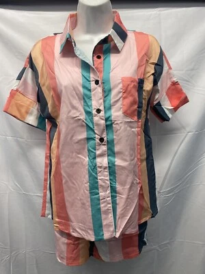 Pantalones cortos con botones a rayas para mujer • Talla S Foto 1 de 3