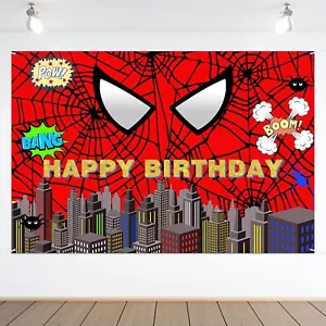 Spiderman Backdrop Kids Birthday Party Background Baby Shower Photo Banner D5 - Picture 1 of 3
