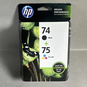 Oem New HP 74&75 Black Color Ink Cartridge Combo two Pack Exp 11/15 - Picture 1 of 6