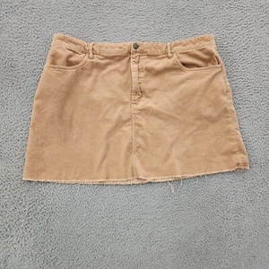 Forever 21 Plus Skirt Womens 2X Brown Corduroy Frayed Hem Waist 40 - Picture 1 of 11