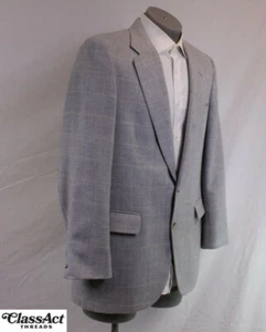 Bill Blass Jacket Blazer Sport Coat Blue glen plaid 2 btn Tweed 42L - Picture 1 of 8