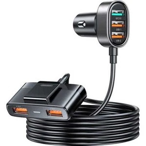 Autoladegerät 5x USB-A Verlängerungskabel 1.5m 45W Joyroom Kfz-Ladegerät Schwarz - Bild 1 von 8