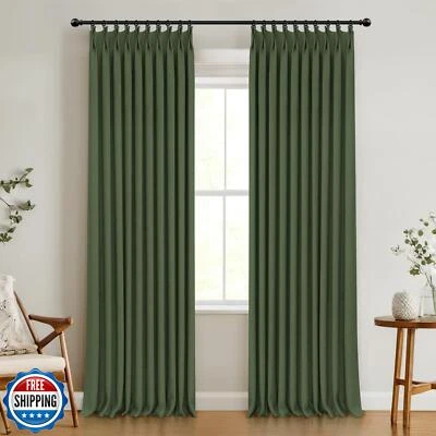 100% Blackout Shield Linen Pinch Pleated Curtains Blackout, Pleated Drapes wi - Image 1 of 4