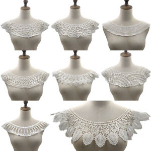 White Flowers Embroidery Lace Collar Trim Sew Patch Corsage Craft Wedding dress