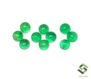 4 mm Natural Emerald Round Cabochon Lot 10 Pcs 2.68 CTS Untreated Loose Gemstone - Picture 1 of 8