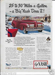 NASH AUTO CORP 1940 25 TO 30 MPG A BIG NASH DOES IT - LANGLAUFANZEIGE - Bild 1 von 1