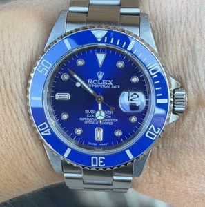 Rolex Submariner 40mm 16610 Blue Ceramic Bezel 4 116619lb Smurf Diamond Dial - Picture 1 of 14