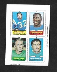 1969 Topps Mini-Cards (4-in-1) Jim Allison Frank Buncom George Sauer Emanuel