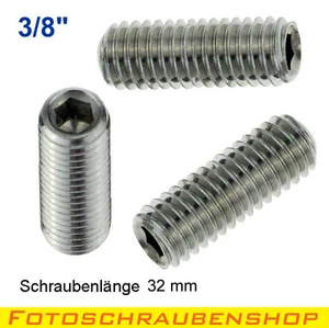 3/8“- Edelstahl-Gewindestifte, 3x32mm (großes Fotogewinde, Kameragewinde, 3/8") - Bild 1 von 1