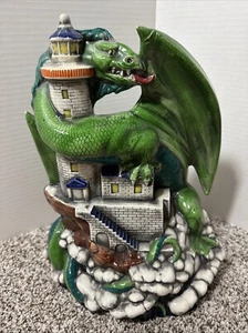 Aquarium Ceramic Dragon & Castle Bubbler 11.5 Tall 8.75 Long 5.75 Wide See Pic - Picture 1 of 20