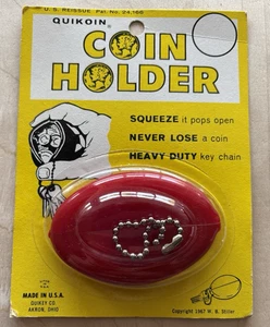 Vintage 1967 Squeeze Coin Holder Quikoin Neu in Verpackung rot Retro USA - Bild 1 von 4