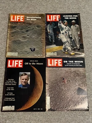 LIFE Magazine 1969 Lot Of 4 To The Moon Apollo On the Moon + TIME John Glenn - Image 1 of 4