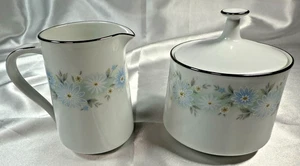 Noritake Blue Charm 6978 Creamer and Sugar Bowl w/Lid Rare VTG No Cracks/Chips - Picture 1 of 9