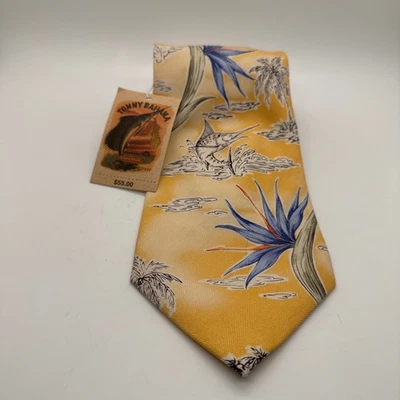 Corbata de seda Tommy Bahama pez vela pájaro del paraíso tropical verano maíz Foto 1 de 4