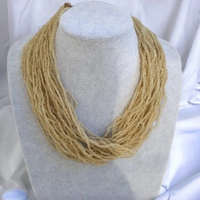 Vintage kleine kristallweiße Rocailles mit Münze Stammesschmuck - Bild 1 von 4