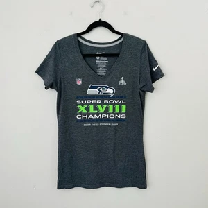 Nike Slim Fit Grau V-Ausschnitt Kurzarm Seahawks Tee Damen Größe L - Bild 1 von 6