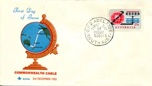 Cable telefónico de apertura de la Commonwealth Pacific 1963 - Royal FDC rojo/marrón - Imagen 1 de 2