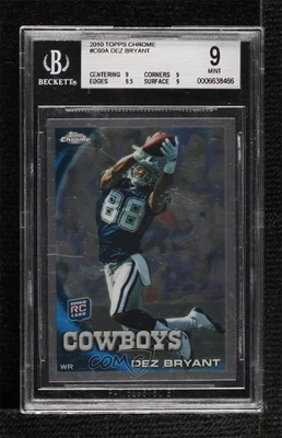 2010 Topps Chrome Dez Bryant (Two Hands on Ball) #C60 BGS 9 MINT Rookie RC - Image 1 of 2