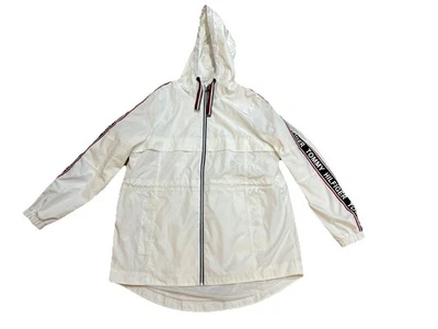 Chaqueta cortavientos Tommy Hilfiger con capucha deletreada para mujer talla mediana cremallera completa Foto 1 de 4