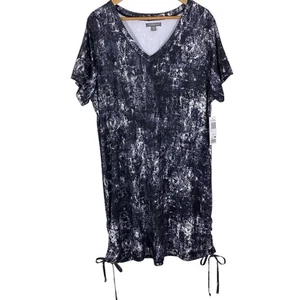 Abito T-Shirt Donna Peace & Pearls Taglie Forti 1X Grunge Mare Cinch Lades Nero Bianco - Foto 1 di 9