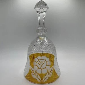 Vintage Hutte Bleikristall Yellow Flower 7.25” Bell Lead Crystal (Chipped Edge) - Picture 1 of 4