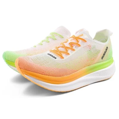 Men Lightweight Nylon Carbon Plate Marathon Running Shoes Comfy Lace Up Shoes - Image 1 of 4