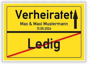 Hochzeit Heirat Deko Ledig - Verheiratet personalisiertes Geschenk Mann Frau JGA - Bild 1 von 7