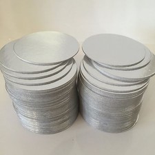 50 x 3' Inch ROUND THIN CUT EDGE SILVER Cake boards cards sugarcraft christmas