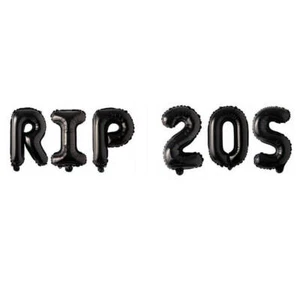 16-inch Black RIP 20S Foil Letter Balloon Banner Fun Birthday Party Decorations - Picture 1 of 1