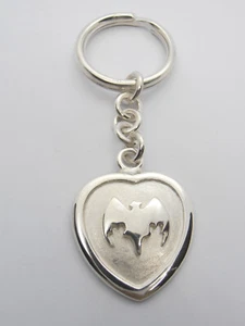 Pipistrello : Portachiavi a Cuore in Argento 925 - Bat - Batman - Brisè - Picture 1 of 8