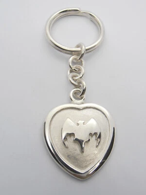 Pipistrello : Portachiavi a Cuore in Argento 925 - Bat - Batman - Brisè - Immagine 1 di 4