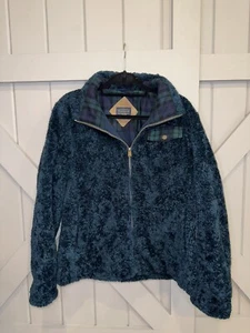 Pendleton Damen Fuzzy Reißverschluss Jacke Sherpa Mantel dunkelblau Größe Large - Bild 1 von 7