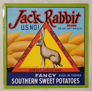 Label Jack Rabbit Yams Sweet Potatoes Sunset Louisiana Walter Sibille - Bild 1 von 1