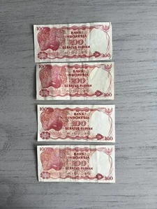 4-Indonesia 100 Rupiah 1984 Crowned Pigeon World Paper Money Currency Banknote - Picture 1 of 2