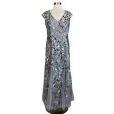 Alex Evenings Women's Formal Dress Size 6P Silver Sequined Long Evening Gown