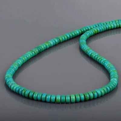 925 Argento Sterling Verde Naturale Turchese Gemma 18 " Perlina Mano Collana - Immagine 1 di 4