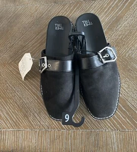 Time and Tru Damen-Pantoletten mit Schnallen schwarz Größe 6 neu mit Etikett - Bild 1 von 8