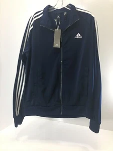 Adidas Men’s Long Sleeve Full Zip Classic Stripes Track Jacket Navy/White M NWT@ - Picture 1 of 6