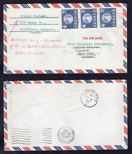 Canada Military 1960 Woodstock Cover to RCAF School Teacher in Germany. RETURNED - Picture 1 of 3