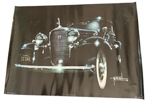 Mike Pickel Vintage 1980 Poster '32 Cadi 1932 Cadillac Aerografo Hot Rods Auto Garage - Foto 1 di 6